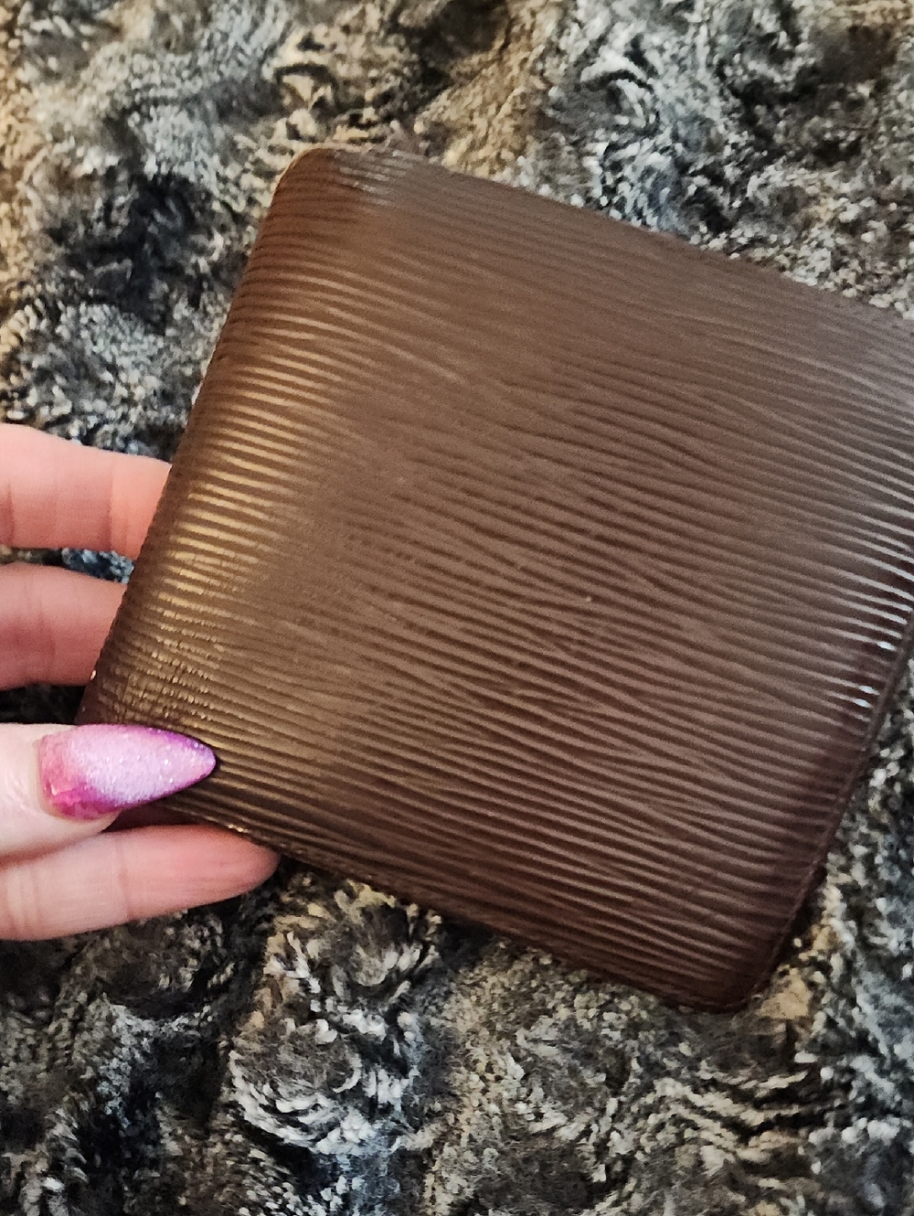 Louis Vuitton Chocolate Brown Textured Leather Bifold Wallet
